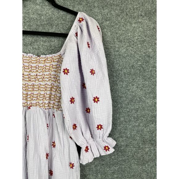 Women's Boho Dahlia Floral Embroidered Maxi Dress Pearl Island Color Size Large - Picture 7 of 10